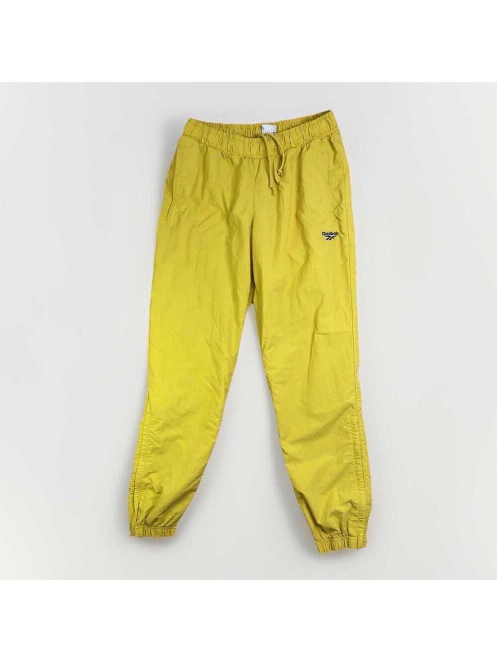 Retro Reebok Mens Track Pants Yellow L Vector Leg Logo Sports Retro Classic Punk